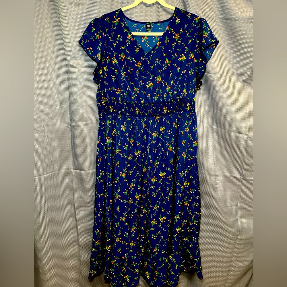 Navy Floral Midi Dress